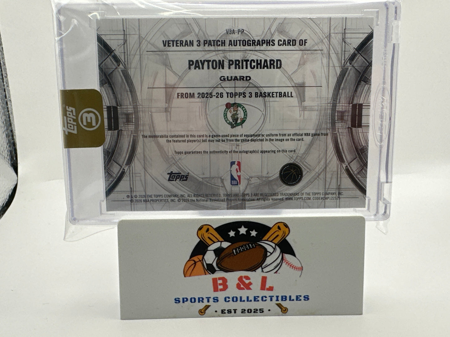 2025-26 Topps 3 Three PAYTON PRITCHARD Triple Game Used Autograph Patch 01/15 🔥