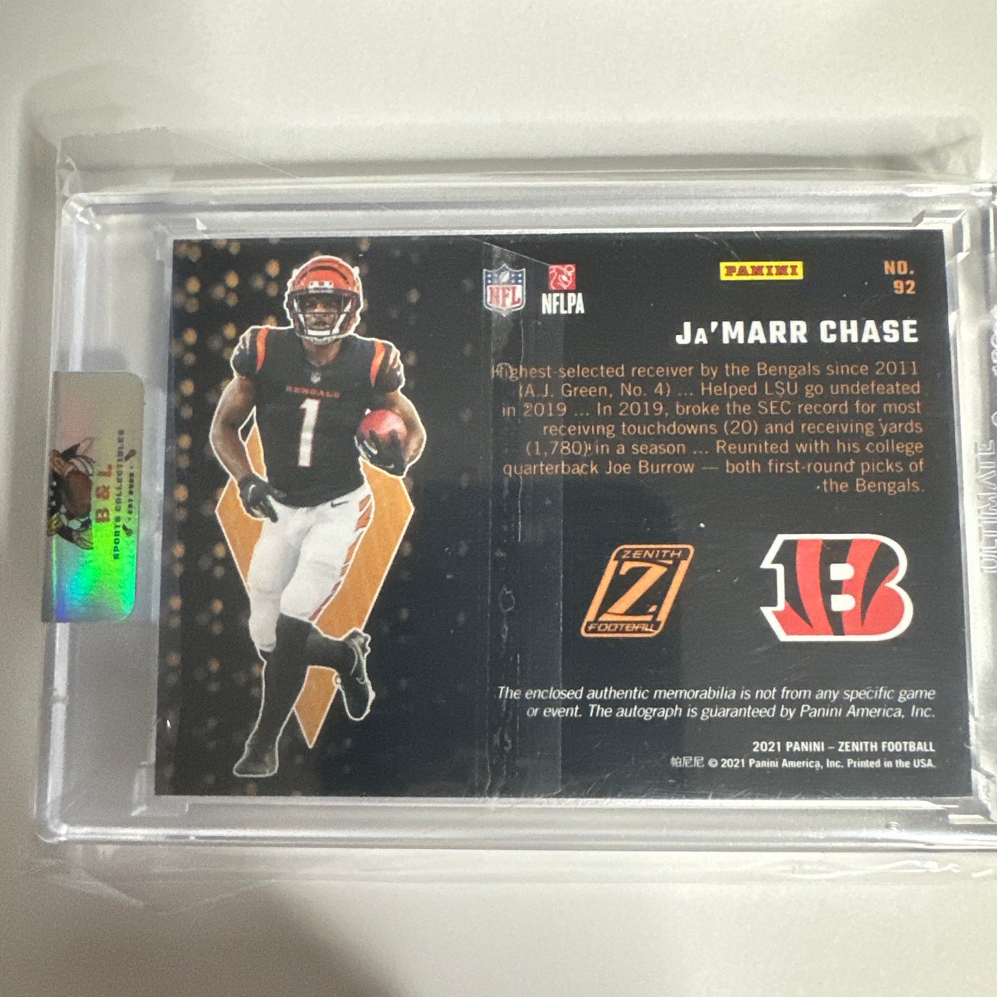 2021 Panini Zenith - Ja’marr Chase - Rookie Patch Auto RPA 93/99! 🔥🔥🔥