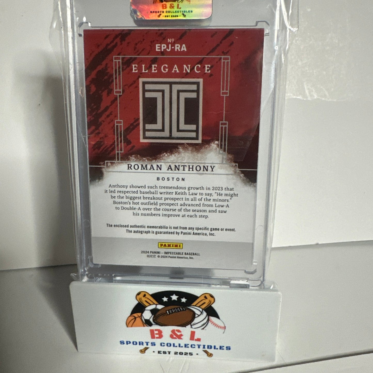 2024 Panini Impeccable Roman Anthony Elegance Patch Autograph 10/25 🔥🔥