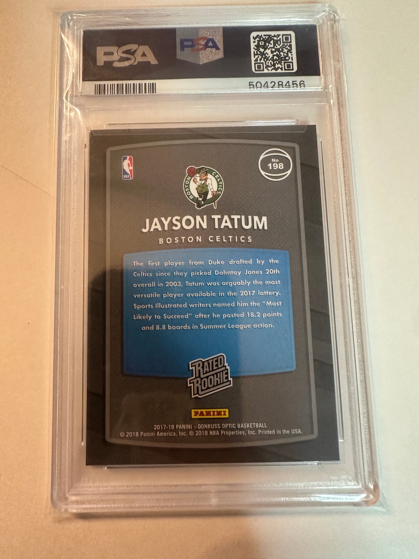 2017 Panini Donruss Optic Jayson Tatum Rated Rookie PSA 10 Gem Mint 💎