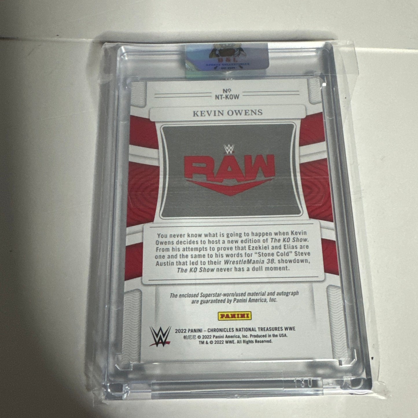 2022 WWE Panini Chronicles National Treasures Kevin Owens Patch Auto 03/10! 🔥