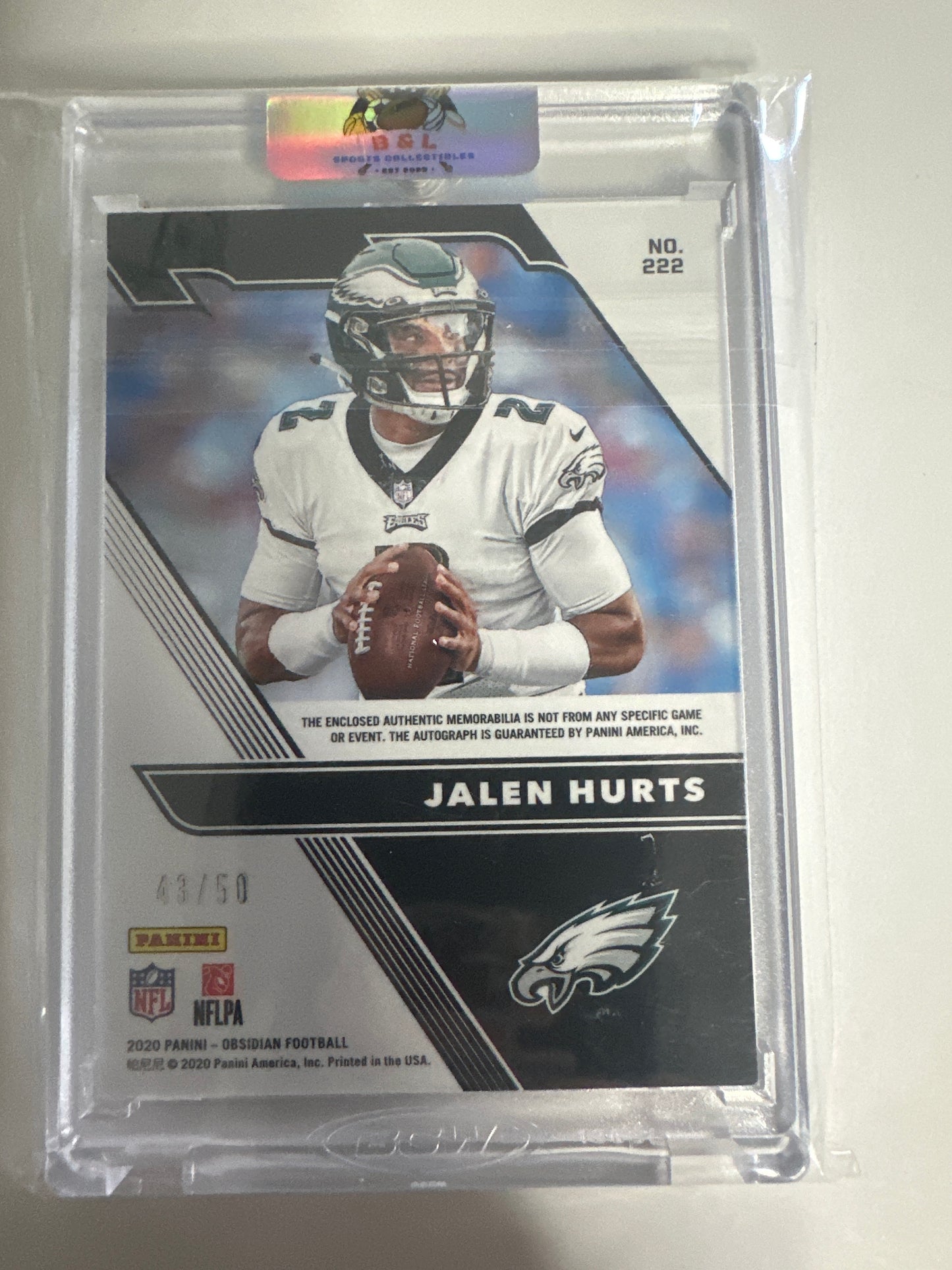 2020 Obsidian Jalen Hurts RPA 43/50 Auto Color Match 🔥🔥