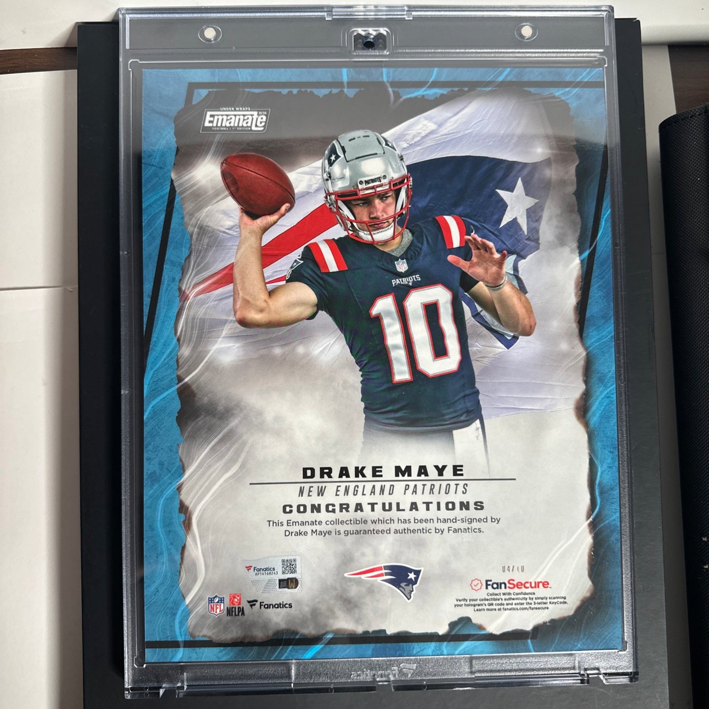 2024 Drake Maye Rookie Fanatics Emanate 04/10! 😳Auto under wraps Blue🔥🔥💥