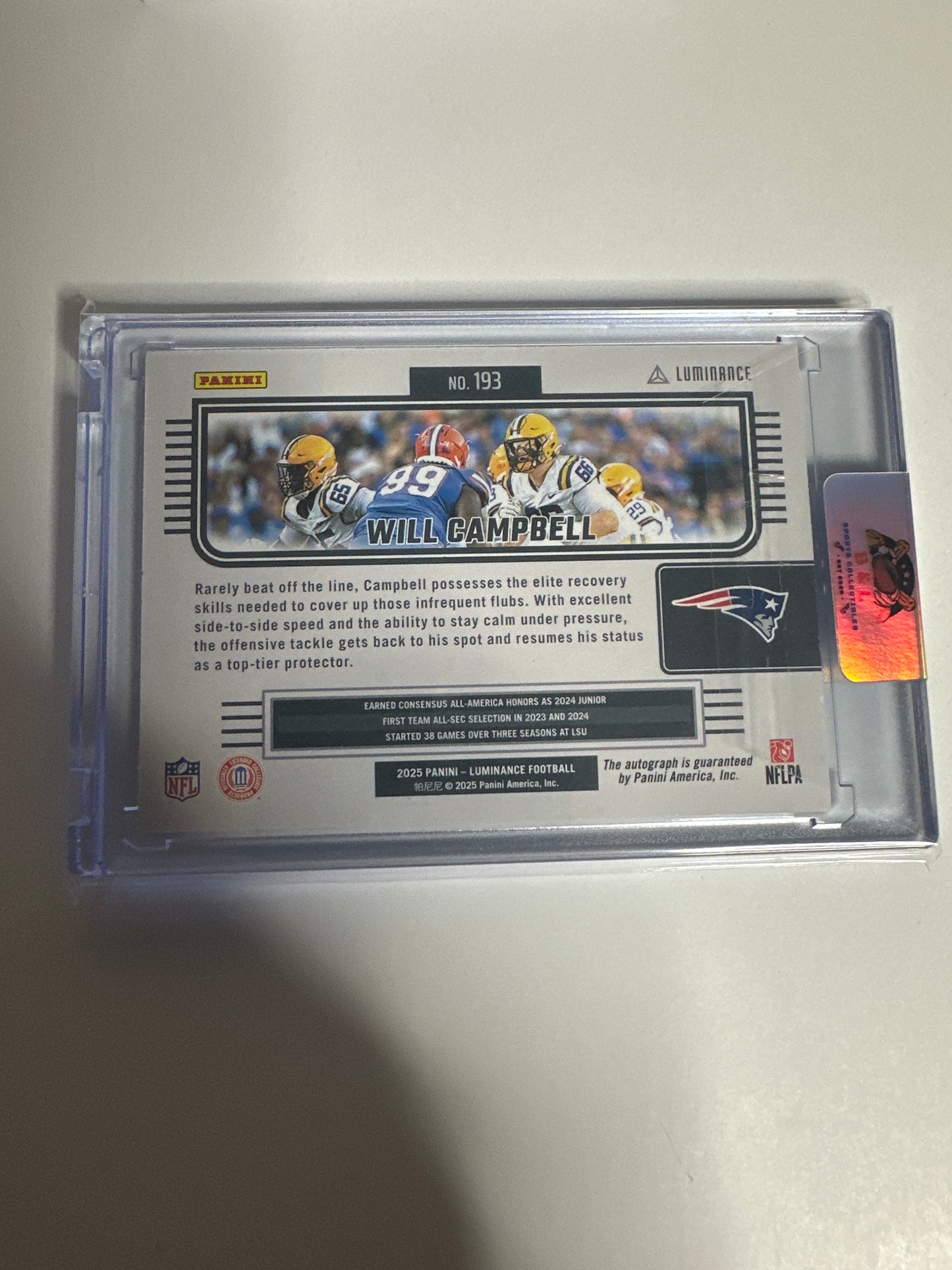 2025 Panini Luminance Will Campbell Auto Numbered 01/50 🔥 First on Print!