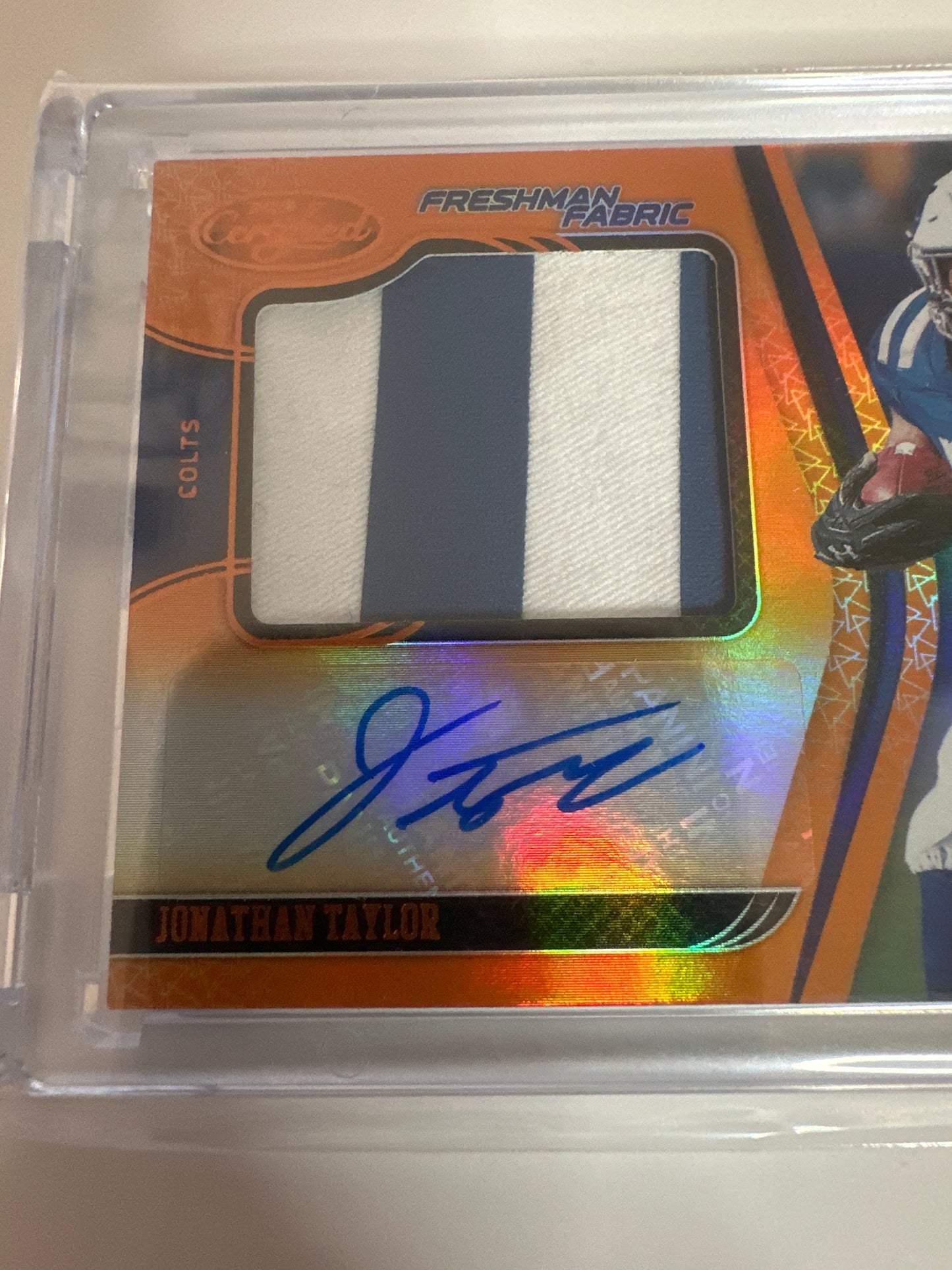 2020 Certified Freshman Fabric Mirror Signatures Jonathan Taylor Orange 034/225 RPA 💥💥