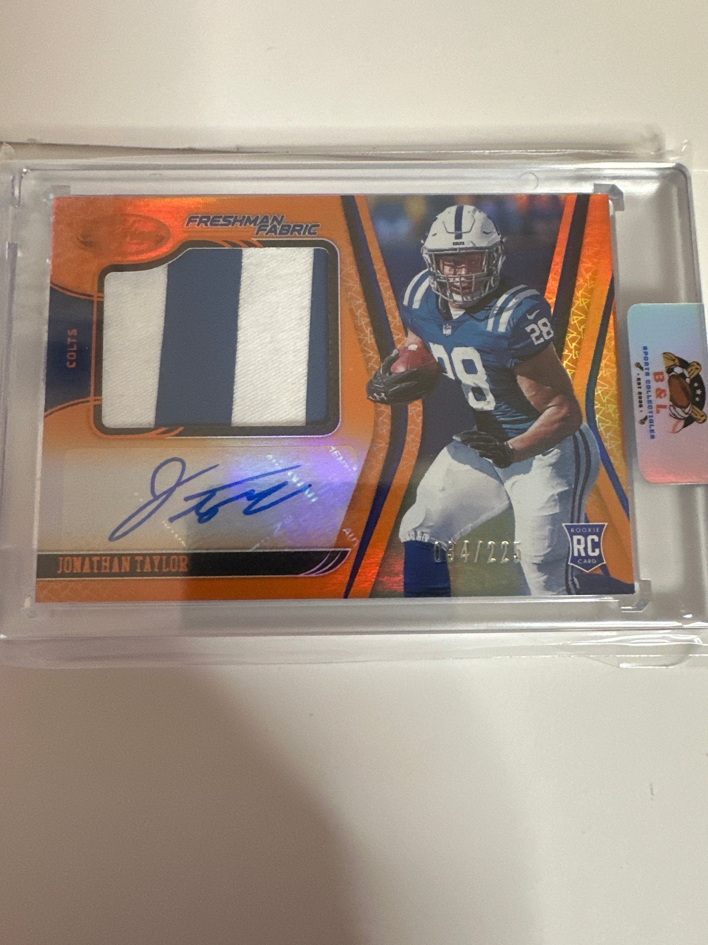 2020 Certified Freshman Fabric Mirror Signatures Jonathan Taylor Orange 034/225 RPA 💥💥