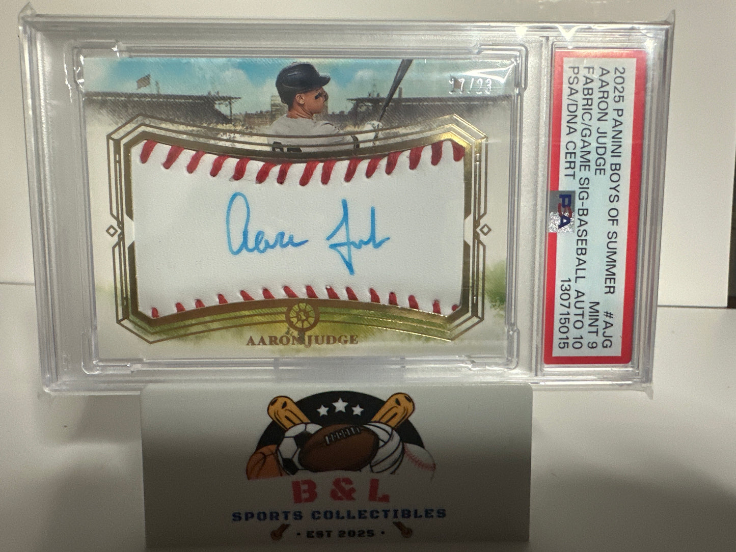 2025 Aaron Judge Panini Boys Of Summer Fabric Of The Game PSA 9 Auto 10🔥😳17/23