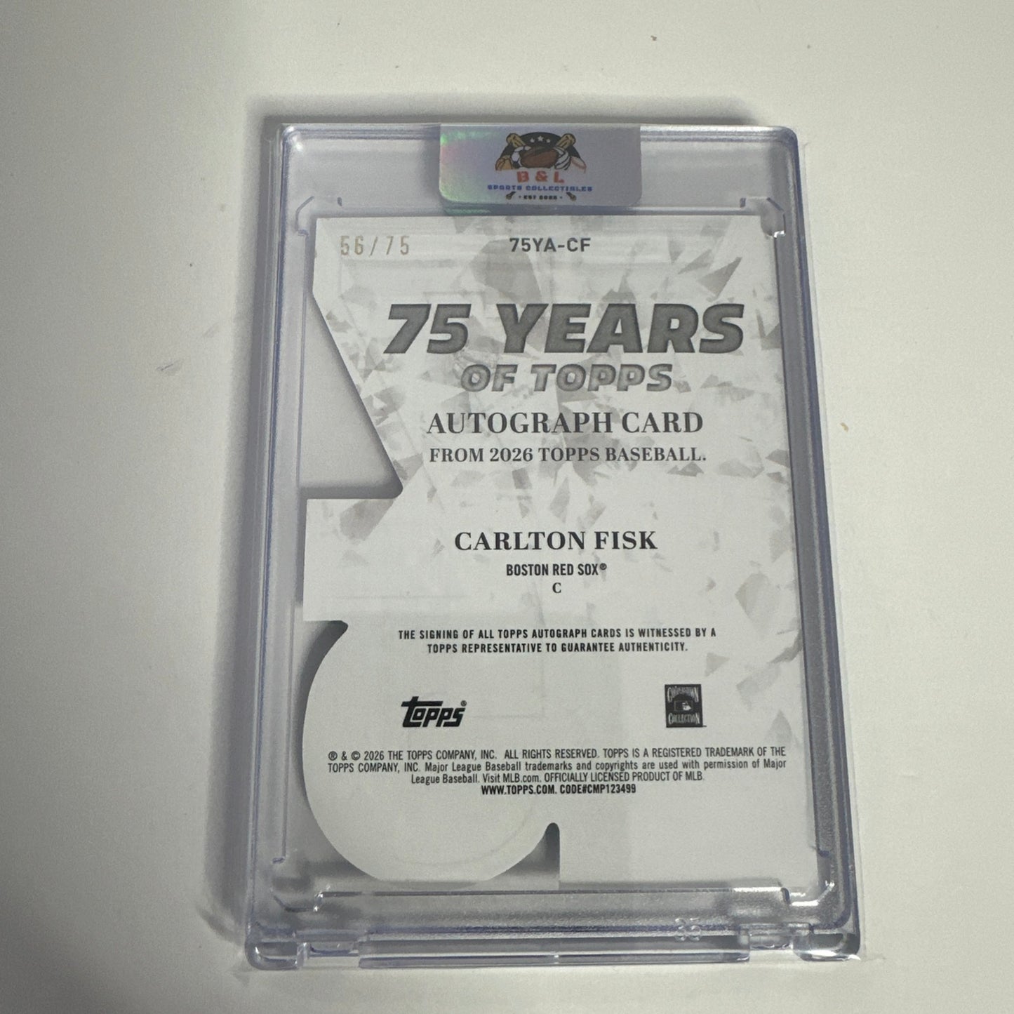 2026 Topps Series 1 Carlton Fisk 75 Years - Auto - 56/75 - RARE  INSCRIPTION 🔥