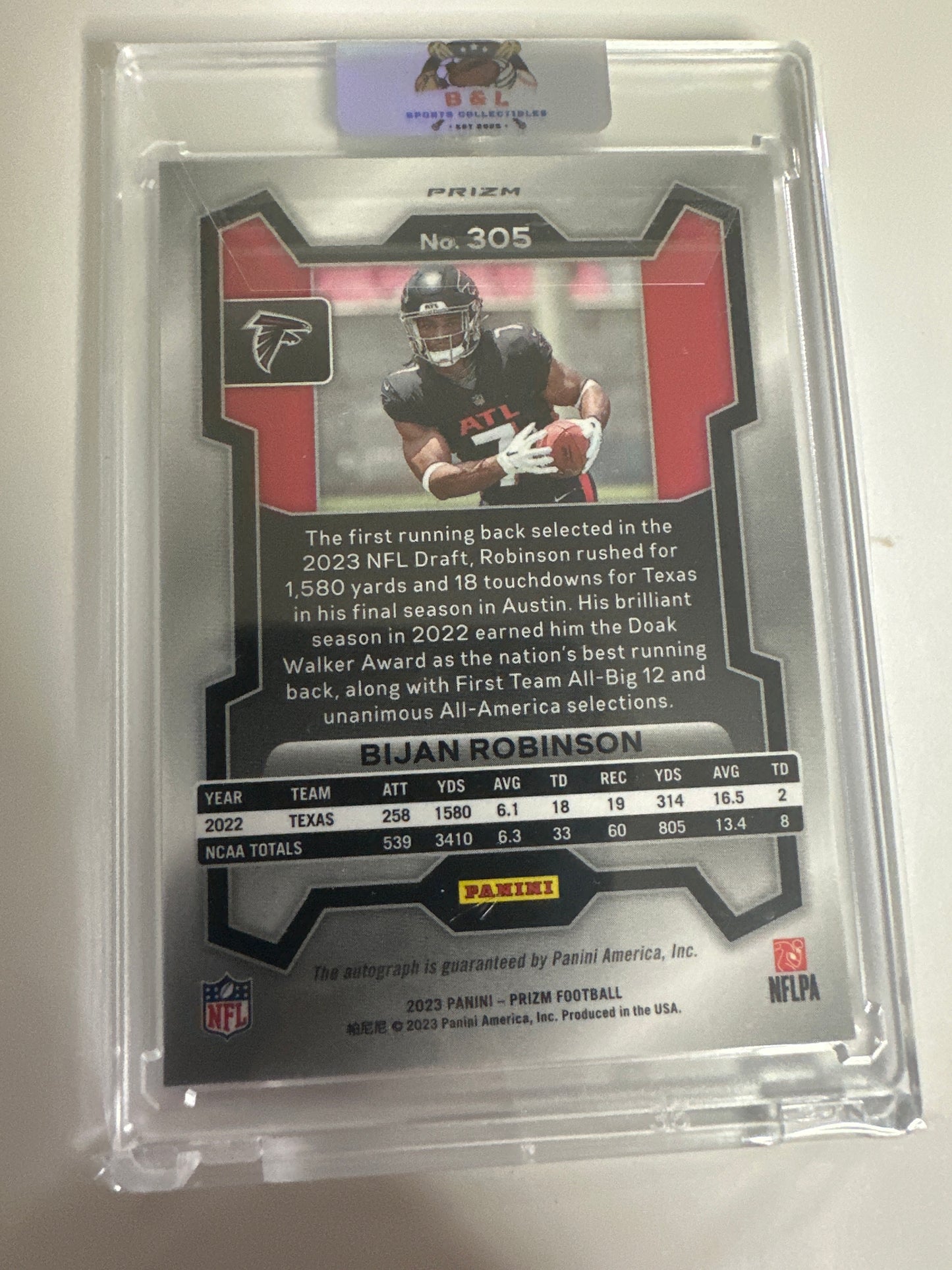 2023 Panini Prizm Bijan Robinson Purple Pulsar Prizm Refractor Auto