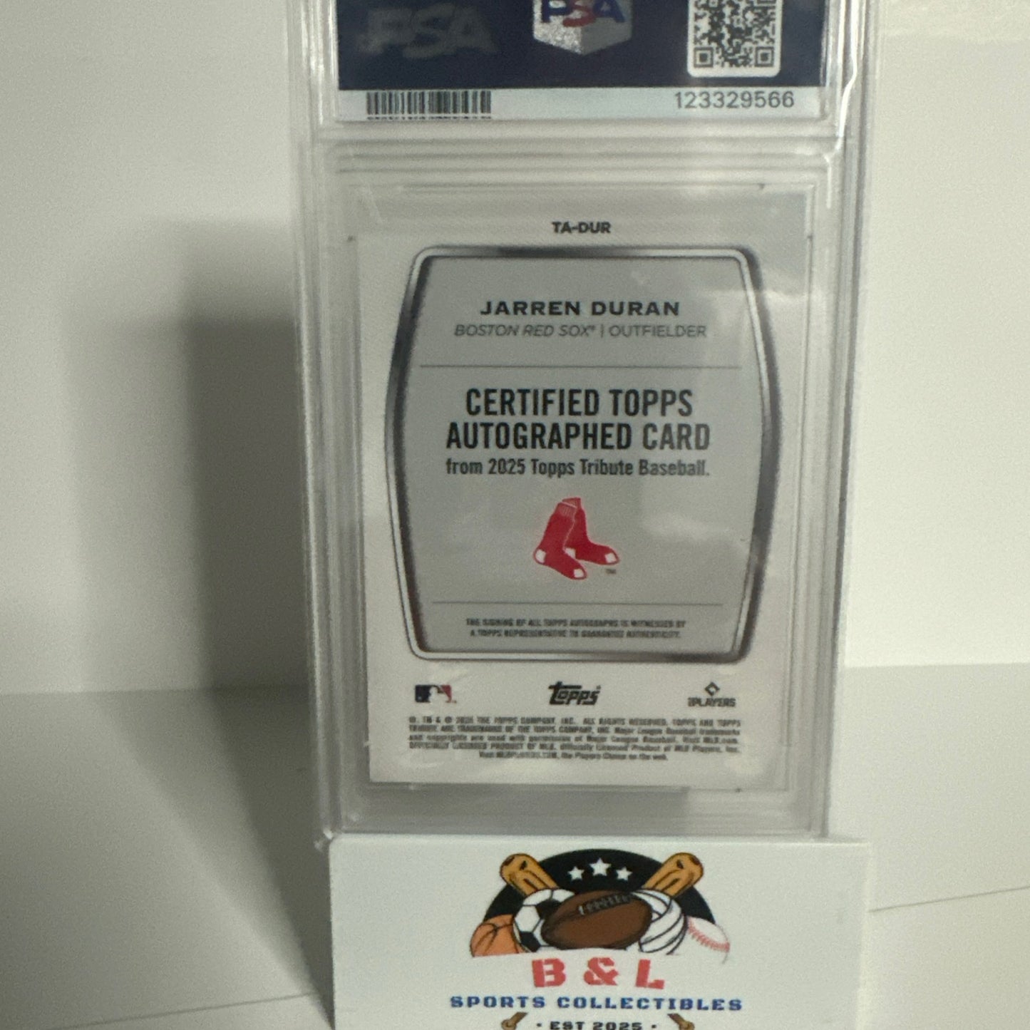 2025 Topps Tribute Jarren Duran Auto purple PSA MINT 9 Auto PSA 10!