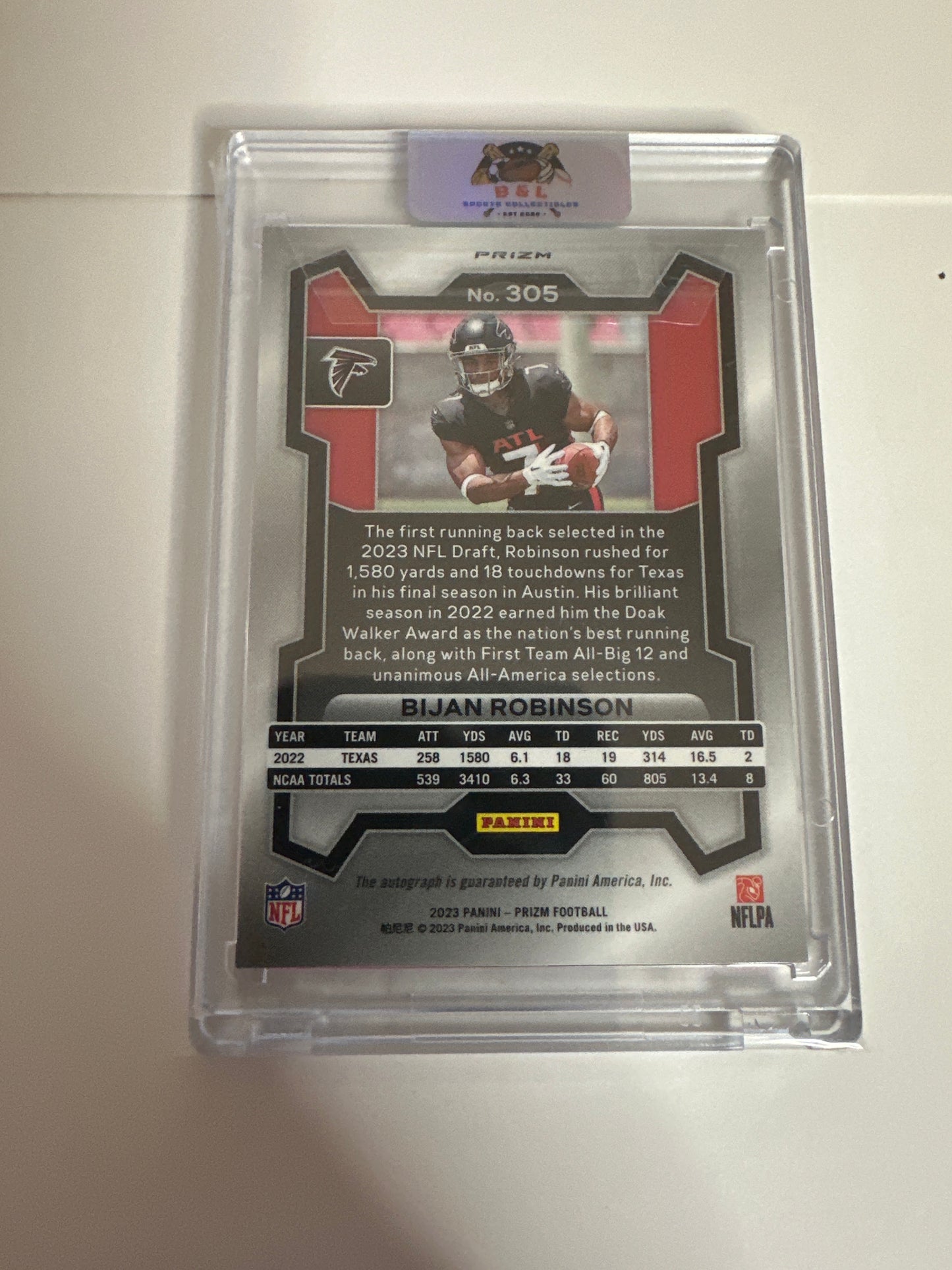 BIJAN ROBINSON 2023 PANINI PRIZM ROOKIE AUTOGRAPH PINK FALCONS RC AUTO Q5641