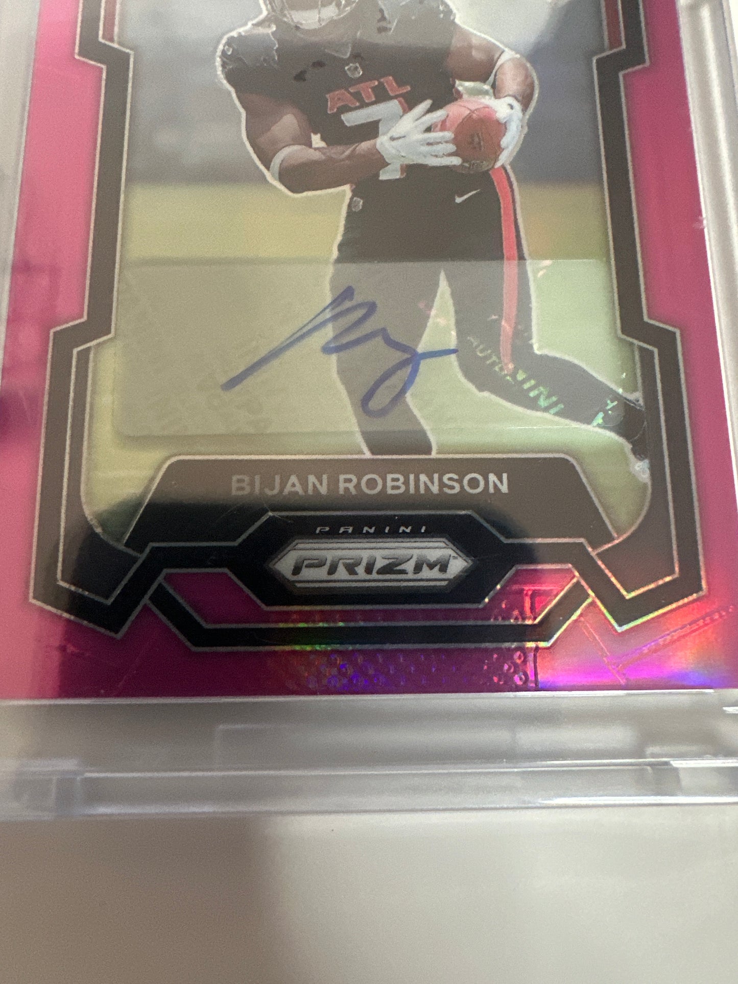 BIJAN ROBINSON 2023 PANINI PRIZM ROOKIE AUTOGRAPH PINK FALCONS RC AUTO Q5641