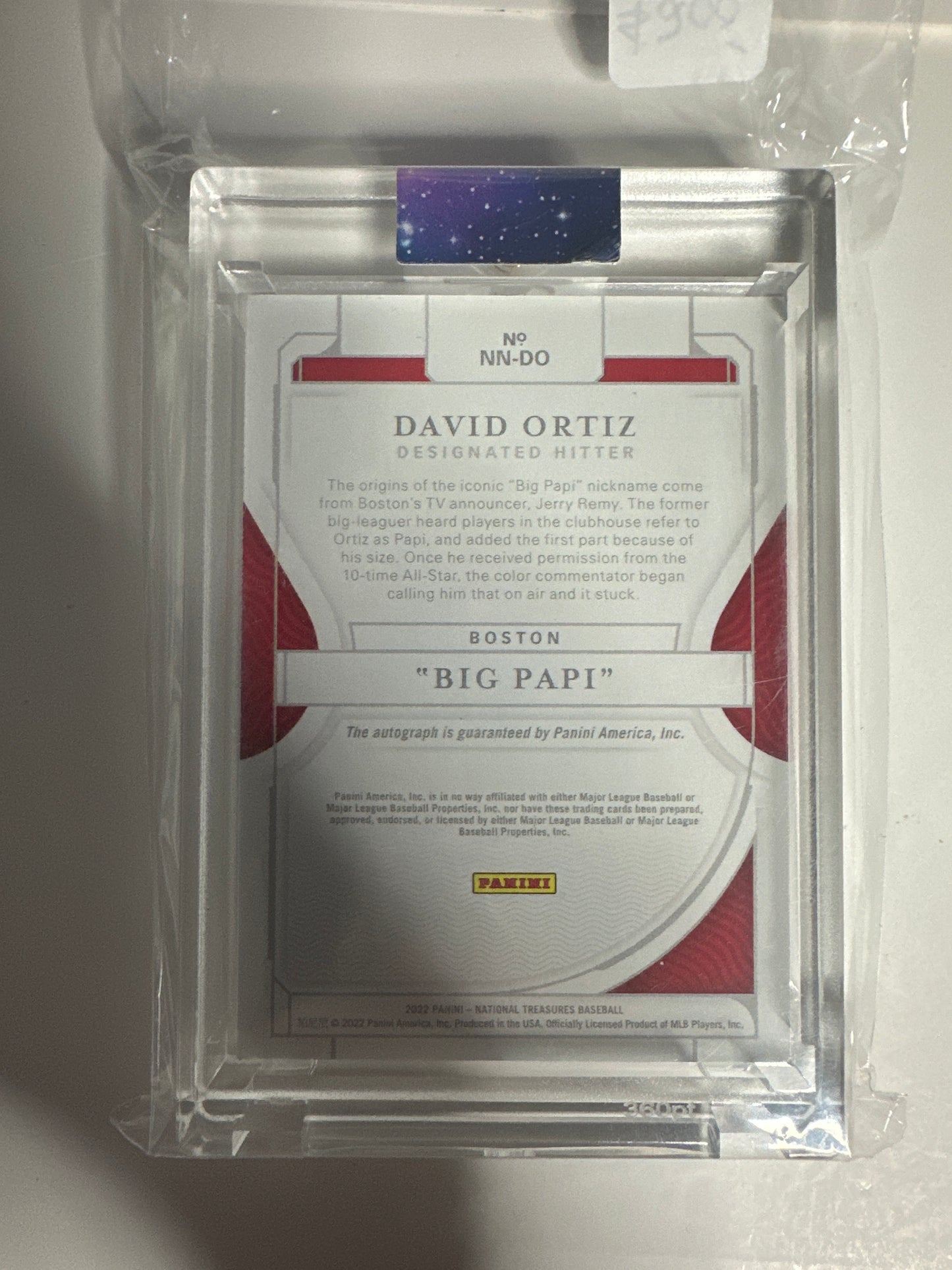 2022 Panini National Treasures Baseball Notable Nicknames David Ortiz “Big Papi” Auto 18/25 🔥🔥💥💥