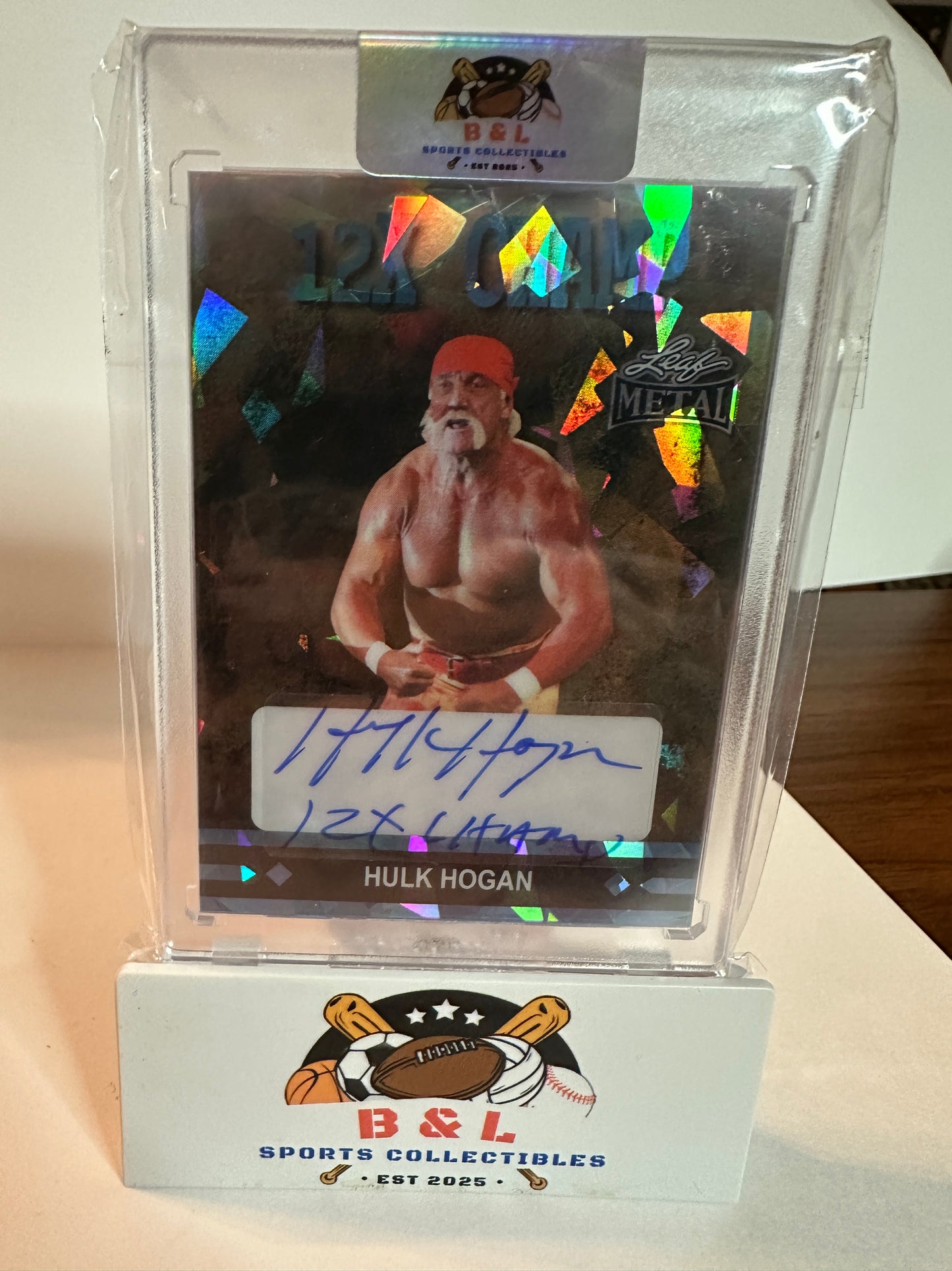 2024 Leaf Metal Hulk Hogan and Goldberg duel Auto 9/10!