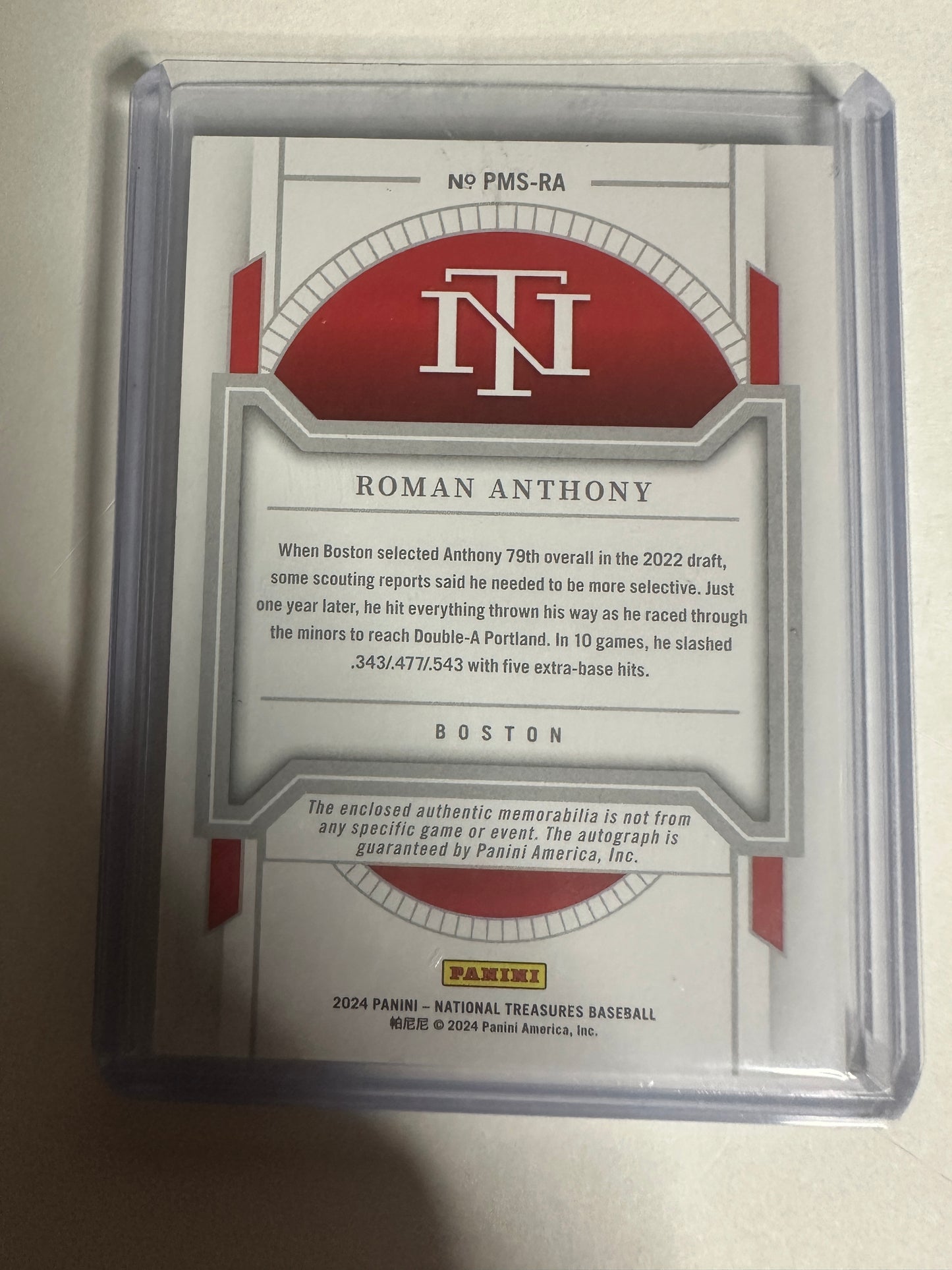 2024 Roman Anthony National Treasures RPA 19/49 Jersey Match!