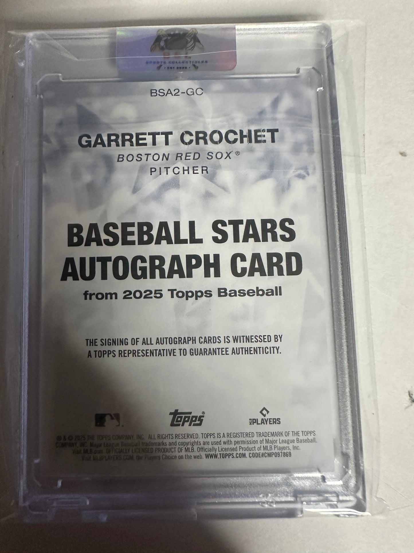 2025 Topps Baseball Stars Garret Crochet Autograph 18/50