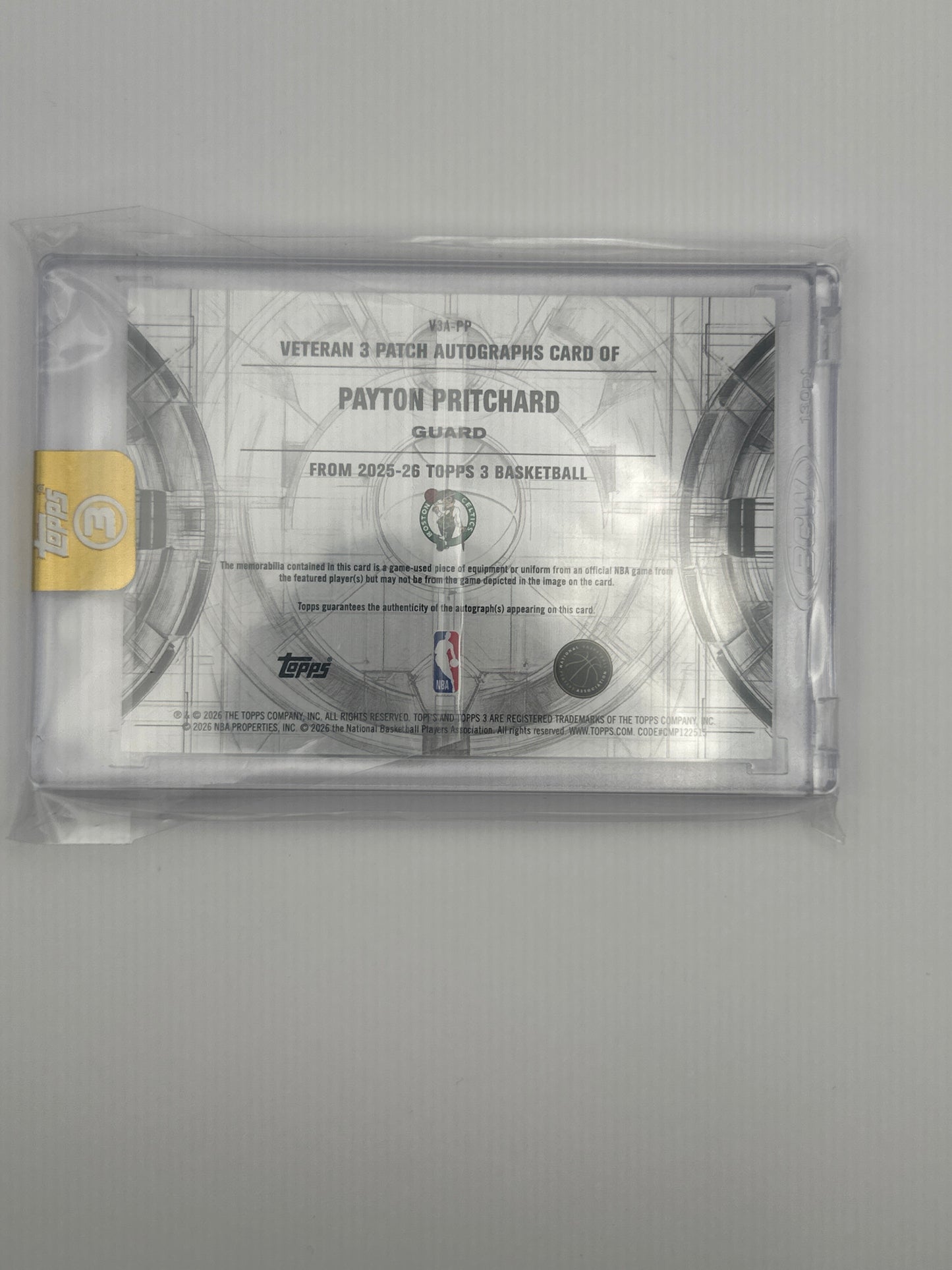2025-26 Topps 3 Three PAYTON PRITCHARD Triple Game Used Autograph Patch 01/15 🔥