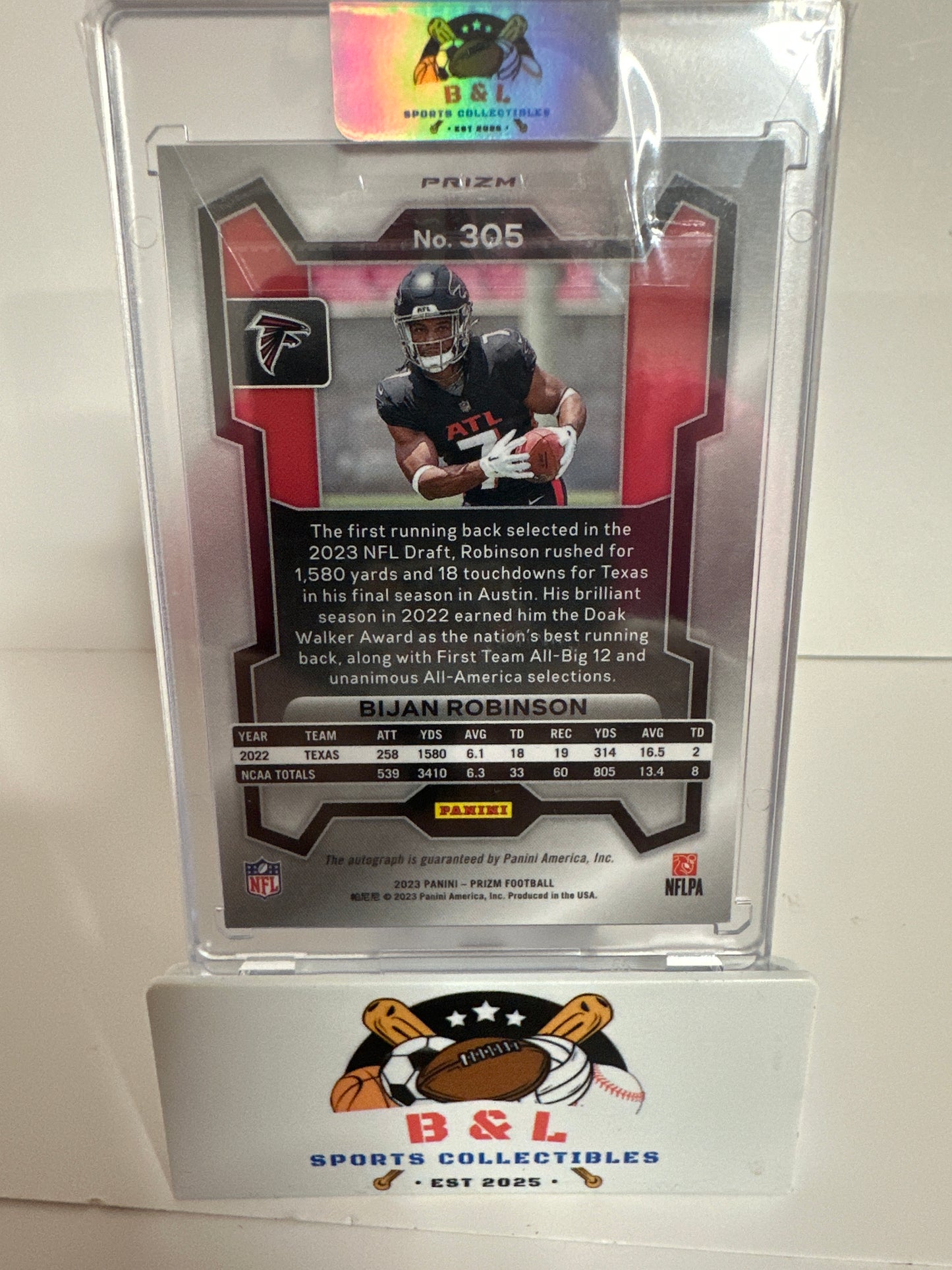 BIJAN ROBINSON 2023 PANINI PRIZM ROOKIE AUTOGRAPH PINK FALCONS RC AUTO Q5641