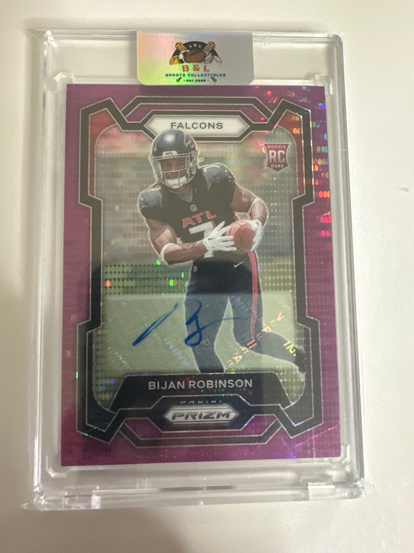 2023 Panini Prizm Bijan Robinson Purple Pulsar Prizm Refractor Auto