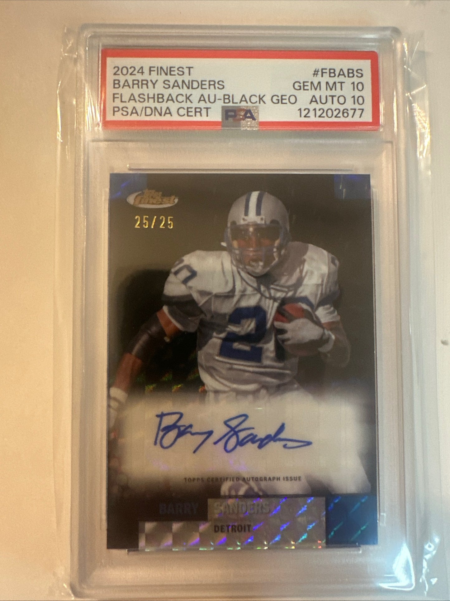 2024 Topps Finest-Barry Sanders Flashback PSA 10 GEM MINT with Auto PSA 10! 🔥 25/25 Bookend!