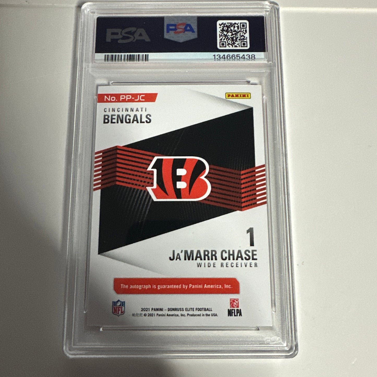 2021 Panini Donruss Elite Ja'Marr Chase RC Auto Pen Pals PSA 9 Auto 10! 🔥