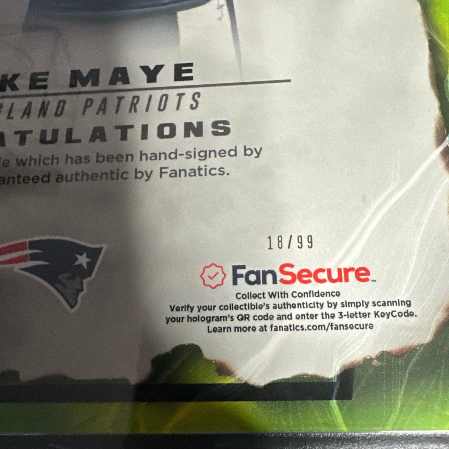 2024 Drake Maye Rookie Fanatics Emanate 18/99 Auto under wraps Green 🔥🔥💥