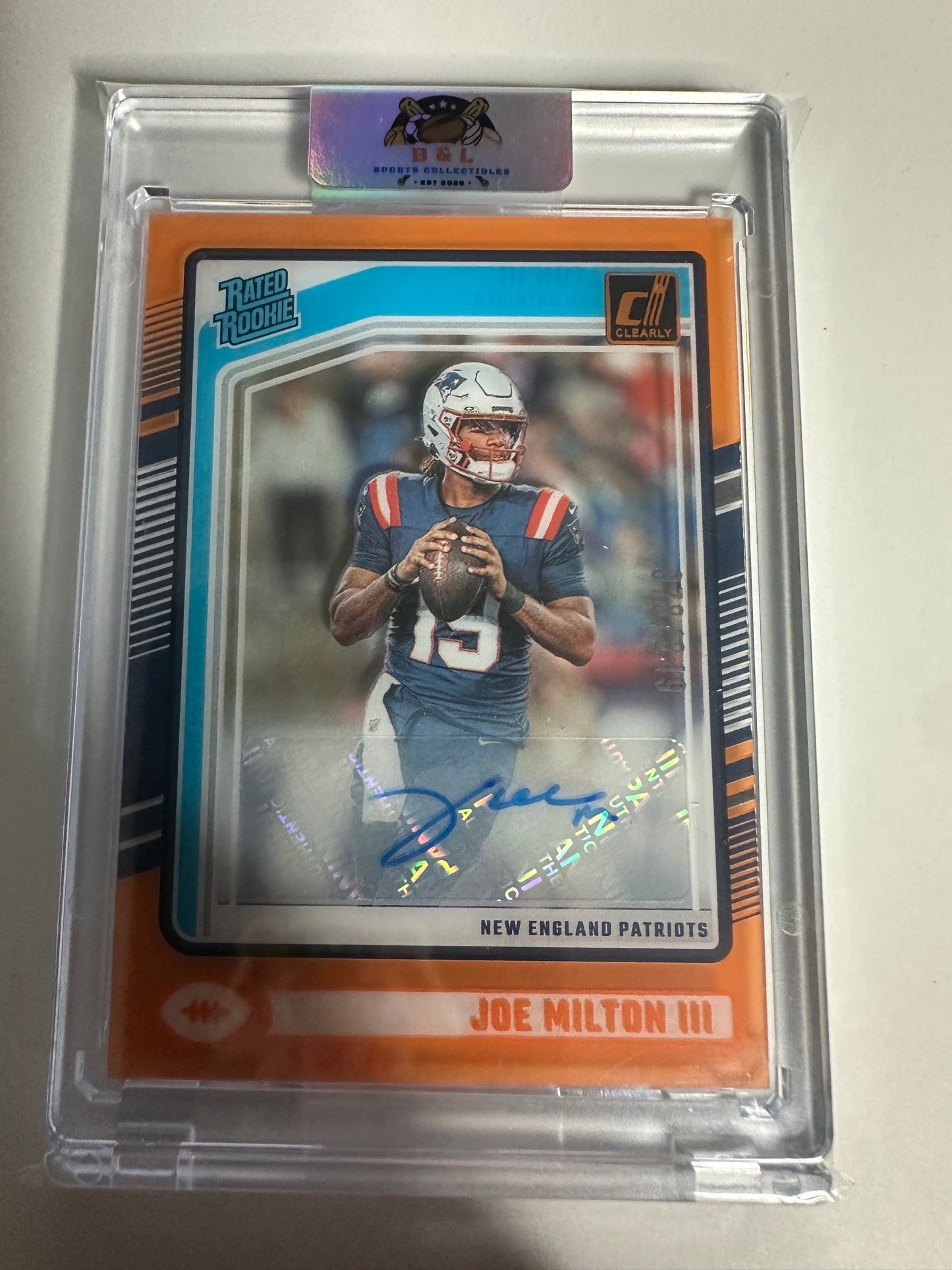 2024 Donruss Clearly Joe Milton III Rated Rookie Orange Auto 78/249 🔥