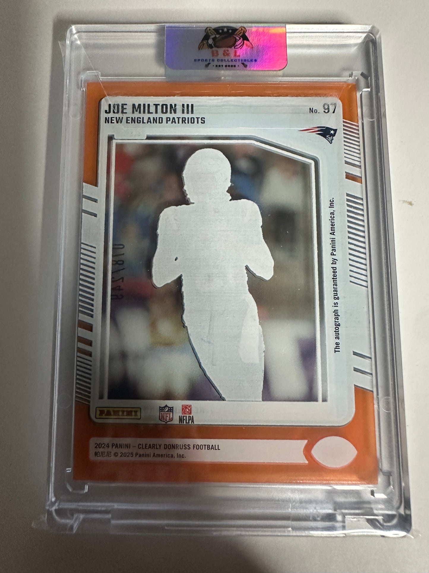 2024 Donruss Clearly Joe Milton III Rated Rookie Orange Auto 78/249 🔥