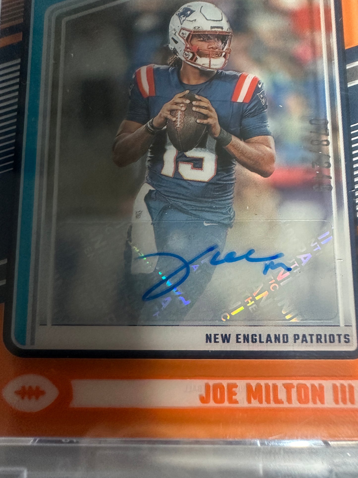 2024 Donruss Clearly Joe Milton III Rated Rookie Orange Auto 78/249 🔥