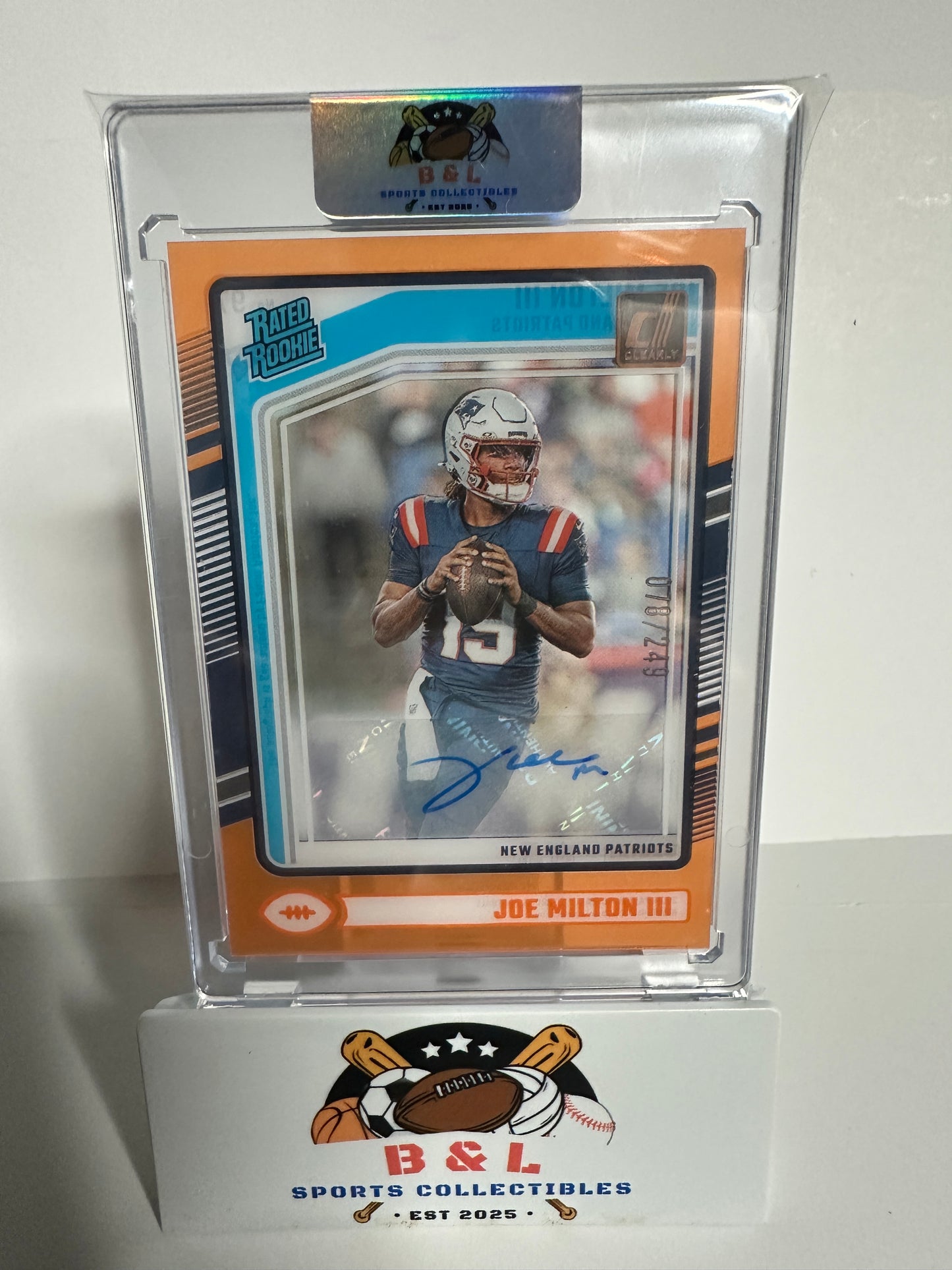 2024 Donruss Clearly Joe Milton III Rated Rookie Orange Auto 78/249 🔥